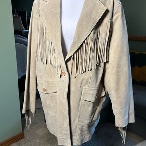 Women’s Suede Leather Western Fringe Blazer